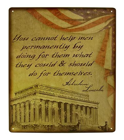 Abraham Lincoln Founding Father's Inspirational Quote Vintage Style Patriotic Tin Metal Wall Sign
